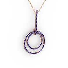 Gabriella Halka Kolye - Lab safir 8 ayar rose altın kolye (40 cm rose altın rolo zincir) #b80mhq