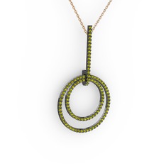 Gabriella Halka Kolye - Peridot 925 ayar siyah rodyum kaplama gümüş kolye (40 cm rose altın rolo zincir) #dyhs12