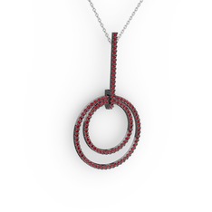 Garnet 925 ayar siyah rodyum kaplama gümüş kolye (40 cm gümüş rolo zincir)