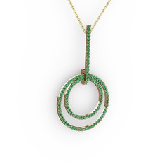 Gabriella Halka Kolye - Yeşil kuvars 14 ayar rose altın kolye (40 cm gümüş rolo zincir) #hys9zc