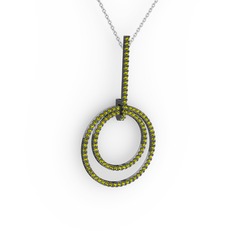 Gabriella Halka Kolye - Peridot 925 ayar siyah rodyum kaplama gümüş kolye (40 cm beyaz altın rolo zincir) #j834q8