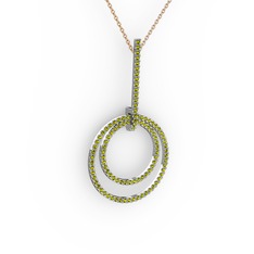 Gabriella Halka Kolye - Peridot 925 ayar gümüş kolye (40 cm rose altın rolo zincir) #jv6e3a