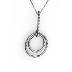 Gabriella Halka Kolye - Pırlanta 925 ayar siyah rodyum kaplama gümüş kolye (1.199 karat, 40 cm gümüş rolo zincir) #ko4x21
