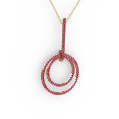 Gabriella Halka Kolye - Rodolit garnet 14 ayar rose altın kolye (40 cm gümüş rolo zincir) #labbjf