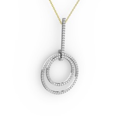Gabriella Halka Kolye - Beyaz zirkon 8 ayar beyaz altın kolye (40 cm gümüş rolo zincir) #mgcks6