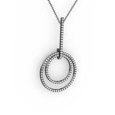 Swarovski 925 ayar siyah rodyum kaplama gümüş kolye (40 cm gümüş rolo zincir)