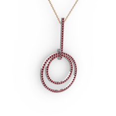 Garnet 8 ayar beyaz altın kolye (40 cm rose altın rolo zincir)
