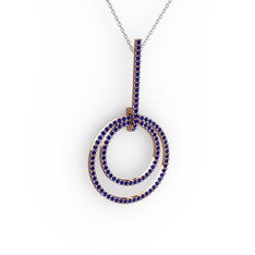 Gabriella Halka Kolye - Lab safir 8 ayar rose altın kolye (40 cm beyaz altın rolo zincir) #o2ocwz