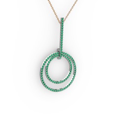 Gabriella Halka Kolye - Yeşil kuvars 925 ayar gümüş kolye (40 cm rose altın rolo zincir) #opg9t7