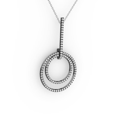 Gabriella Halka Kolye - Pırlanta 925 ayar siyah rodyum kaplama gümüş kolye (1.199 karat, 40 cm gümüş rolo zincir) #q0fodm