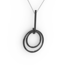 Gabriella Halka Kolye - Siyah zirkon 925 ayar siyah rodyum kaplama gümüş kolye (40 cm gümüş rolo zincir) #trxjg0