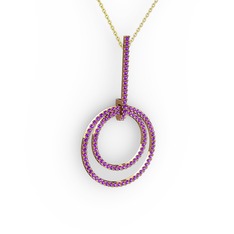 Gabriella Halka Kolye - Ametist 8 ayar rose altın kolye (40 cm altın rolo zincir) #tz4wly