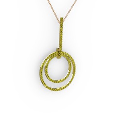 Gabriella Halka Kolye - Peridot 8 ayar altın kolye (40 cm rose altın rolo zincir) #ud0d17