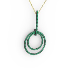 Gabriella Halka Kolye - Yeşil kuvars 925 ayar siyah rodyum kaplama gümüş kolye (40 cm altın rolo zincir) #vagflc