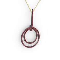 Gabriella Halka Kolye - Garnet 925 ayar siyah rodyum kaplama gümüş kolye (40 cm altın rolo zincir) #vg5sdz