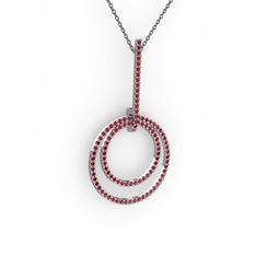 Garnet 18 ayar beyaz altın kolye (40 cm gümüş rolo zincir)