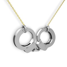 Kelepçe Kolye - 14 ayar beyaz altın kolye (40 cm altın rolo zincir) #15aq425