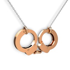 Kelepçe Kolye - 8 ayar rose altın kolye (40 cm beyaz altın rolo zincir) #30p2th