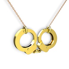 Kelepçe Kolye - 925 ayar altın kaplama gümüş kolye (40 cm rose altın rolo zincir) #3dcpbq