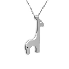 Zürafa Kolye - 14 ayar beyaz altın kolye (40 cm gümüş rolo zincir) #10cskye