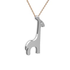 Zürafa Kolye - 18 ayar beyaz altın kolye (40 cm rose altın rolo zincir) #18wr9ac