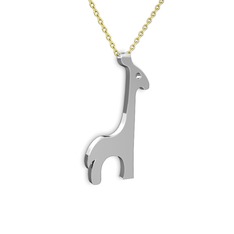 Zürafa Kolye - 8 ayar beyaz altın kolye (40 cm altın rolo zincir) #1esuv6m