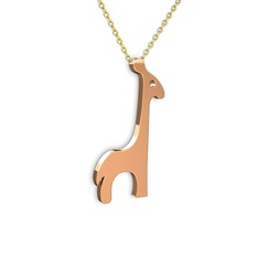 Zürafa Kolye - 18 ayar rose altın kolye (40 cm gümüş rolo zincir) #1uvqcch
