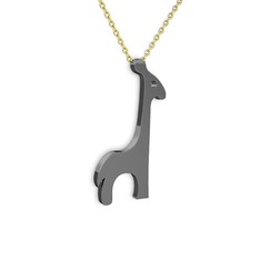 Zürafa Kolye - 925 ayar siyah rodyum kaplama gümüş kolye (40 cm gümüş rolo zincir) #v4rtv4