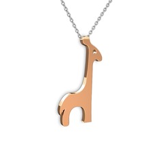 Zürafa Kolye - 18 ayar rose altın kolye (40 cm beyaz altın rolo zincir) #zldg2s