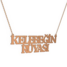 İki İsim Kolye - 925 ayar rose altın kaplama gümüş kolye (15 karakterli times new roman, 40 cm gümüş rolo zincir) #105873o