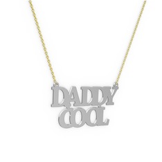 İki İsim Kolye - 8 ayar beyaz altın kolye (9 karakterli times new roman, 40 cm altın rolo zincir) #109h706