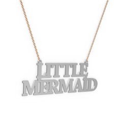 İki İsim Kolye - 925 ayar gümüş kolye (13 karakterli times new roman, 40 cm rose altın rolo zincir) #1369adr