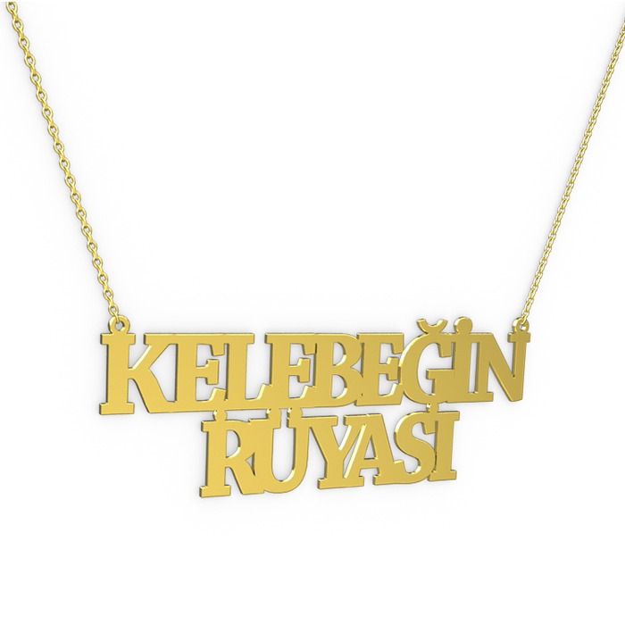 İki İsim Kolye 925 ayar altın kaplama gümüş kolye (15