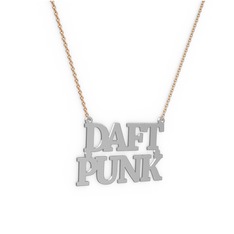 İki İsim Kolye - 14 ayar beyaz altın kolye (8 karakterli times new roman, 40 cm rose altın rolo zincir) #1d1en6t