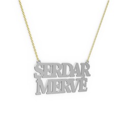 8 ayar beyaz altın kolye (11 karakterli times new roman, 40 cm altın rolo zincir)