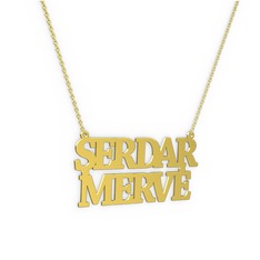 İki İsim Kolye - 925 ayar altın kaplama gümüş kolye (11 karakterli times new roman, 40 cm altın rolo zincir) #1jxw3ar