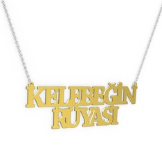 İki İsim Kolye - 14 ayar altın kolye (15 karakterli times new roman, 40 cm beyaz altın rolo zincir) #1wygy4g