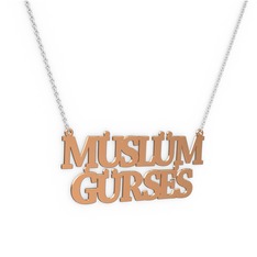 925 ayar rose altın kaplama gümüş kolye (12 karakterli times new roman, 40 cm beyaz altın rolo zincir)