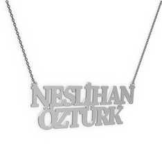 8 ayar beyaz altın kolye (14 karakterli times new roman, 40 cm gümüş rolo zincir)