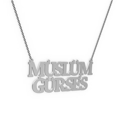 İki İsim Kolye - 925 ayar gümüş kolye (12 karakterli times new roman, 40 cm gümüş rolo zincir) #caxuy
