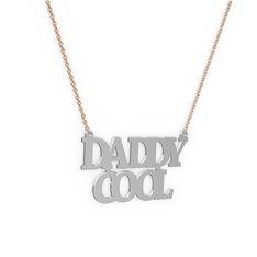 8 ayar beyaz altın kolye (9 karakterli times new roman, 40 cm rose altın rolo zincir)