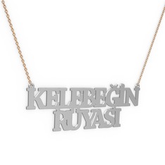 8 ayar beyaz altın kolye (15 karakterli times new roman, 40 cm rose altın rolo zincir)