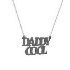 925 ayar siyah rodyum kaplama gümüş kolye (9 karakterli times new roman, 40 cm beyaz altın rolo zincir)