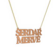 8 ayar rose altın kolye (11 karakterli times new roman, 40 cm altın rolo zincir)