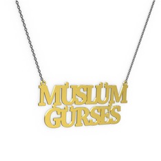 İki İsim Kolye - 14 ayar altın kolye (12 karakterli times new roman, 40 cm gümüş rolo zincir) #sgie52