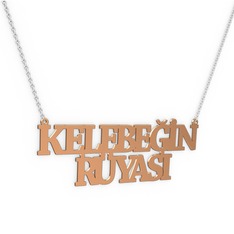 8 ayar rose altın kolye (15 karakterli times new roman, 40 cm beyaz altın rolo zincir)