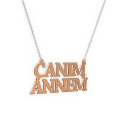 925 ayar rose altın kaplama gümüş kolye (10 karakterli times new roman, 40 cm beyaz altın rolo zincir)