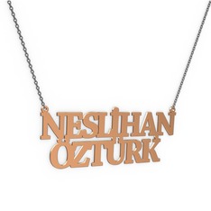 925 ayar rose altın kaplama gümüş kolye (14 karakterli times new roman, 40 cm gümüş rolo zincir)