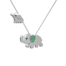 Yeşil kuvars 925 ayar gümüş kolye (40 cm beyaz altın rolo zincir)