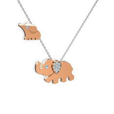 Akuamarin 925 ayar rose altın kaplama gümüş kolye (40 cm gümüş rolo zincir)